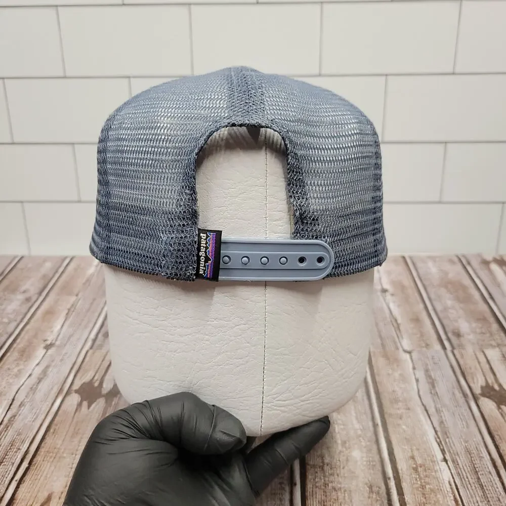 Patagonia P-6 Logo Trucker Hat Snapback White Blue Mesh Outdoor Cap